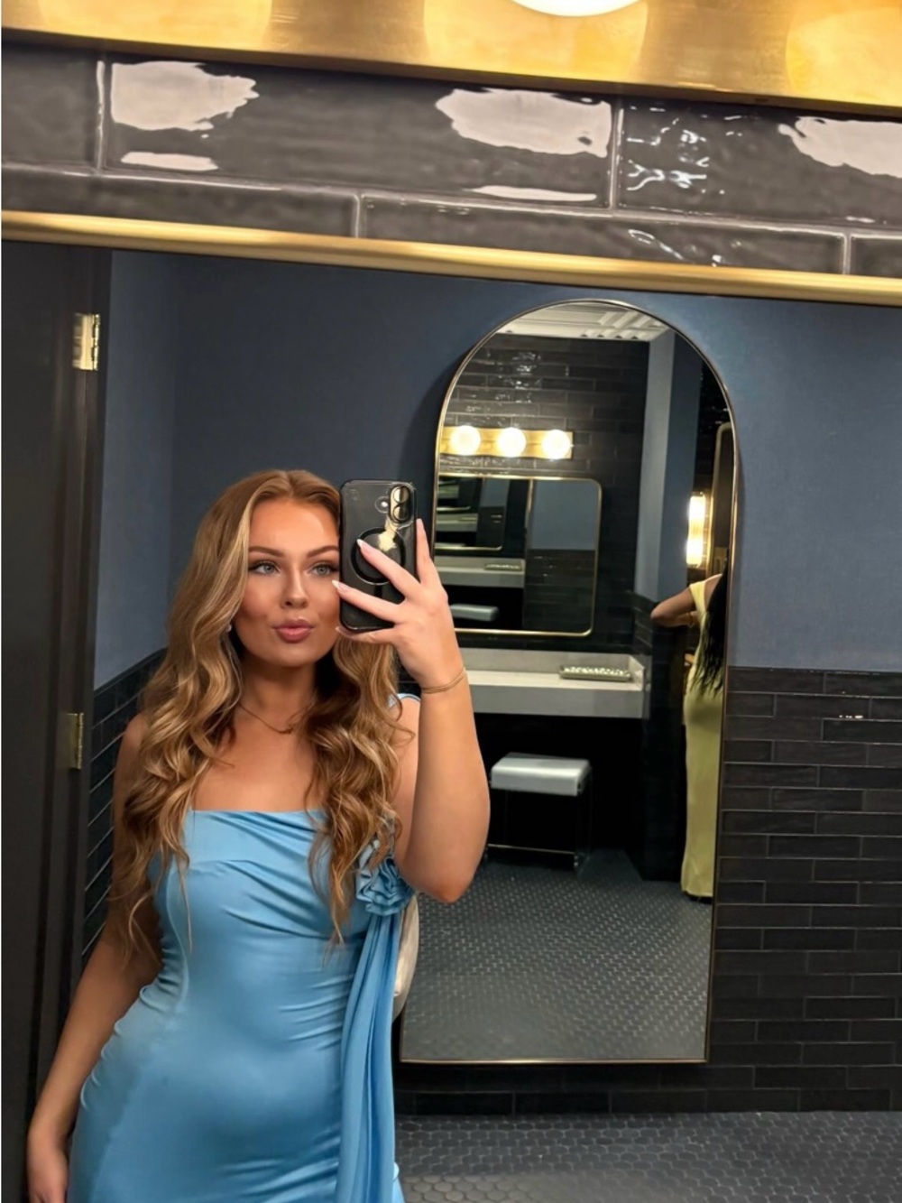 Peppermayo Sky Blue One-Shoulder Maxi Dress